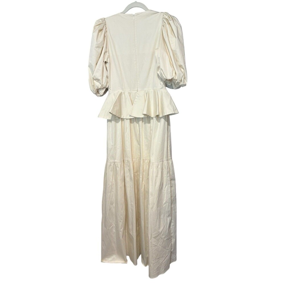 Hunter Bell Ivory Square Neck Puff Sleeve Backless Maxi Dress - Picture 4 of 12